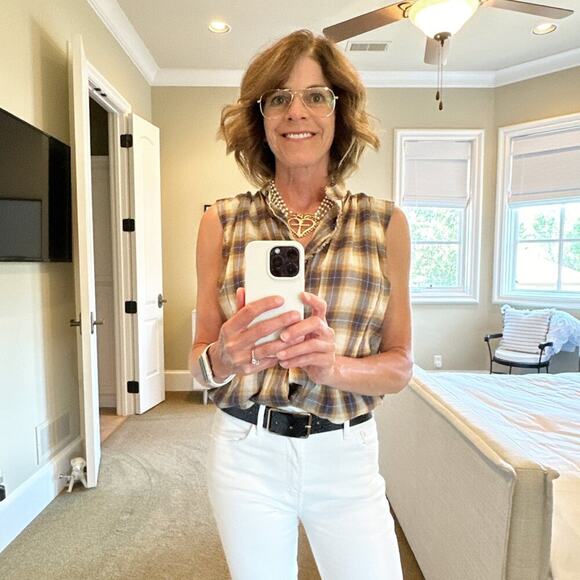 MARC JACOBS Ruffle Detail Plaid Blouse 2 - Picture 3 of 8